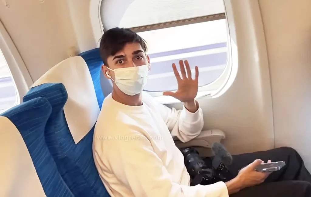 JoJo Crichton on the train in Japan
